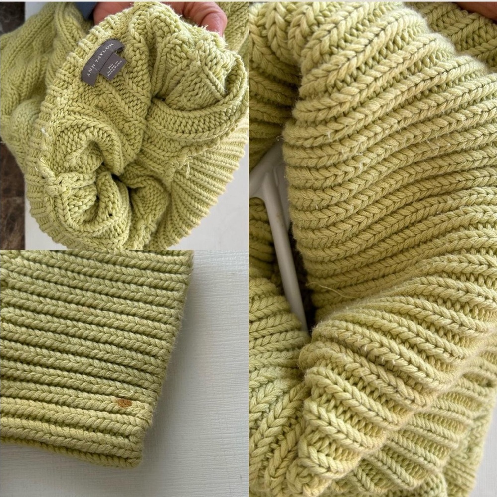 Vintage Ann Taylor Fisherman Cable Knit turtleneck sweater Green XL. - Picture 11 of 11
